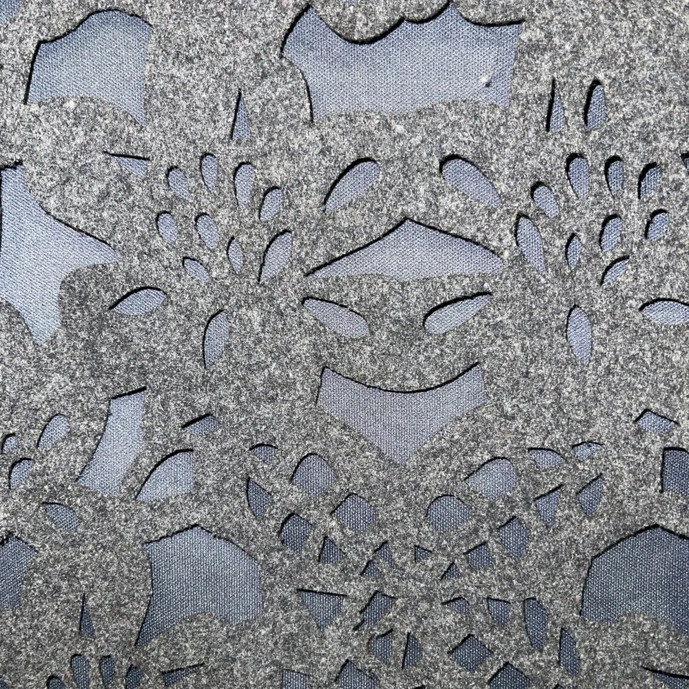 Anthropologie Knitted & Knotted Grey‎ Felt Lace Overlay Crewneck Top